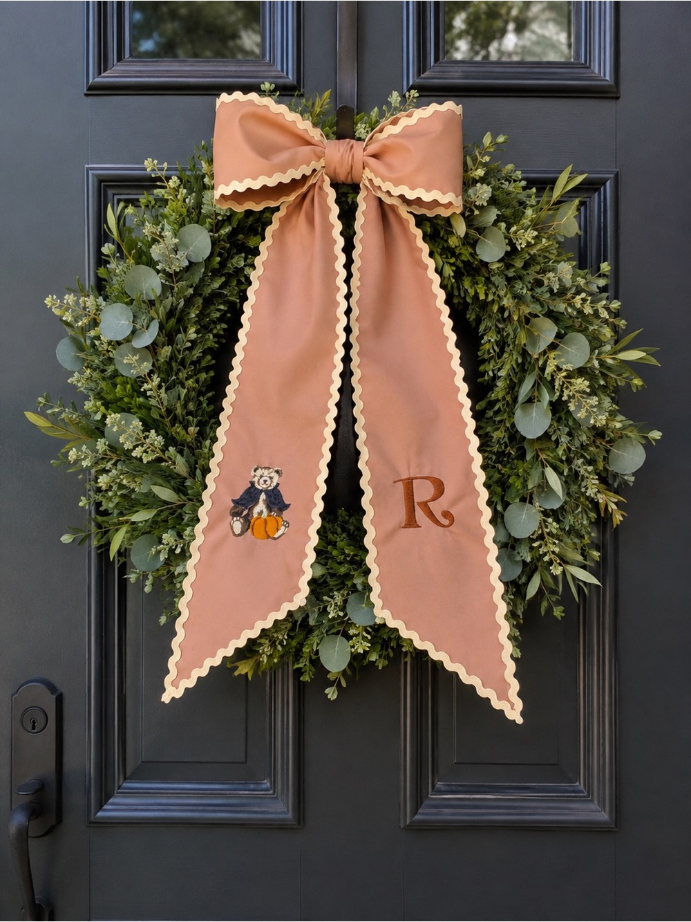 Custom embroidered fall wreath sash